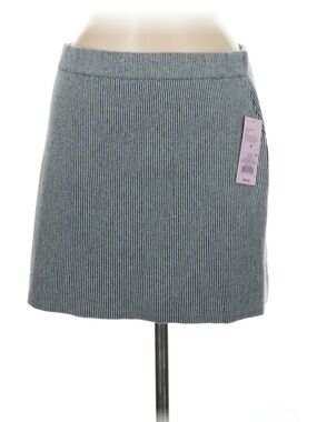 wild fable Ribbed Midi Skirt in Light Gray-Blue